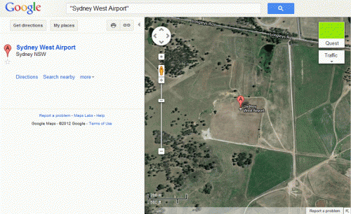 'Sydney West Airport' on Google Maps