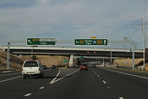 Northbound on the Western Ring Road at the Calder Freeway