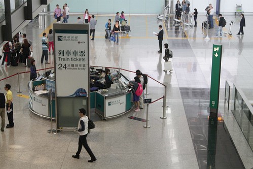 MTR Airport Express ticket office in the terminal at Hong Kong Airport