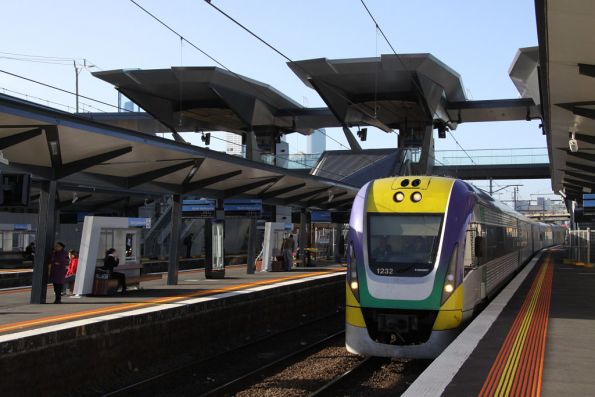 VLocity 3VL32 runs through North Melbourne under the new concourse