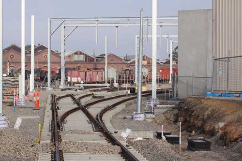 Concrete points leading into the new stabling sidings