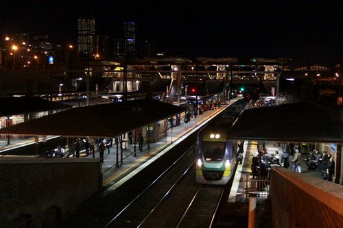 VLocity collects passengers at North Melbourne platform 6