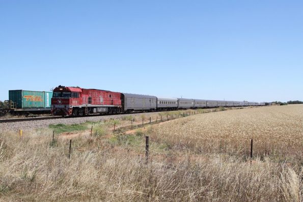 Almost home: NR75 leads the Adelaide-bound Ghan through Two Wells