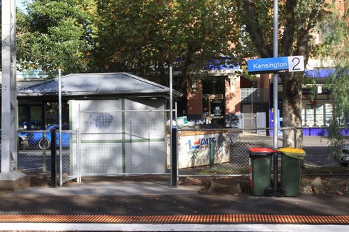 Additional station exit at Kensington platform 2: blocked up until Myki gear is installed