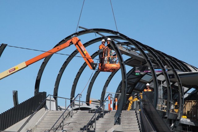Demolishing the northern end of the two year old footbridge