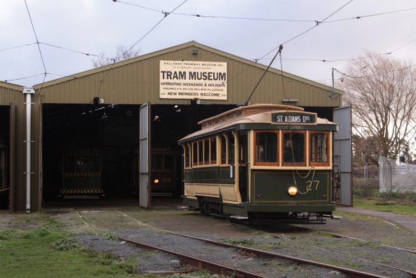 Tram 27 stabled outside the museum shed in number 2 road