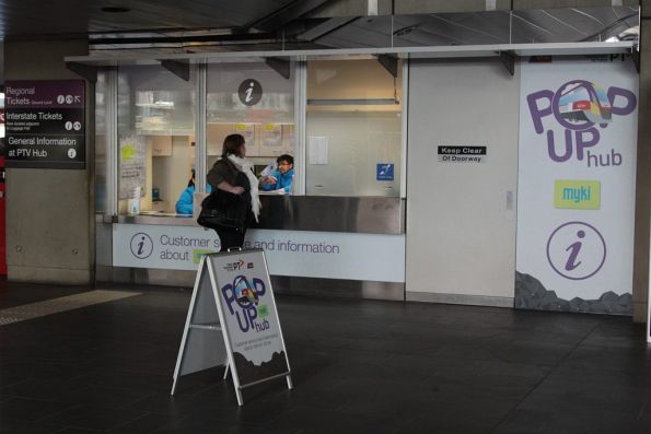 'Pop up PTV Hub' at Southern Cross Station for myki queries during the V/Line rollout