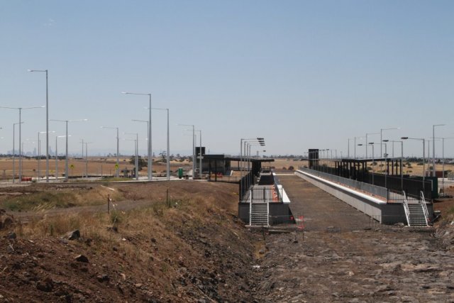 Station building completed, but with the tracks still to come