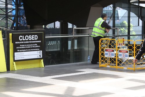Escalator under planned maintenance at Southern Cross Station platform 11 and 12