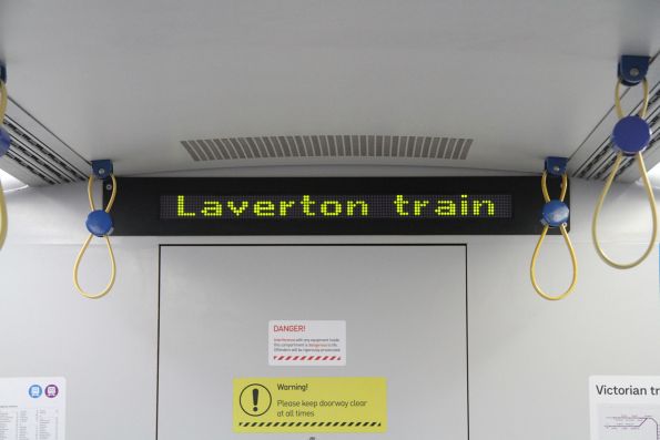 'Laverton train' displayed on the PIDS onboard a Siemens train
