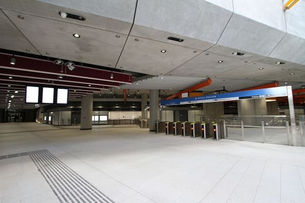 Customer service counter and Myki gates at the entrance to Anzac station